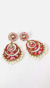 ✨ Handpainted Meenakari Kundan Pearl Chandbali Earrings | Traditional Indian Jewelry