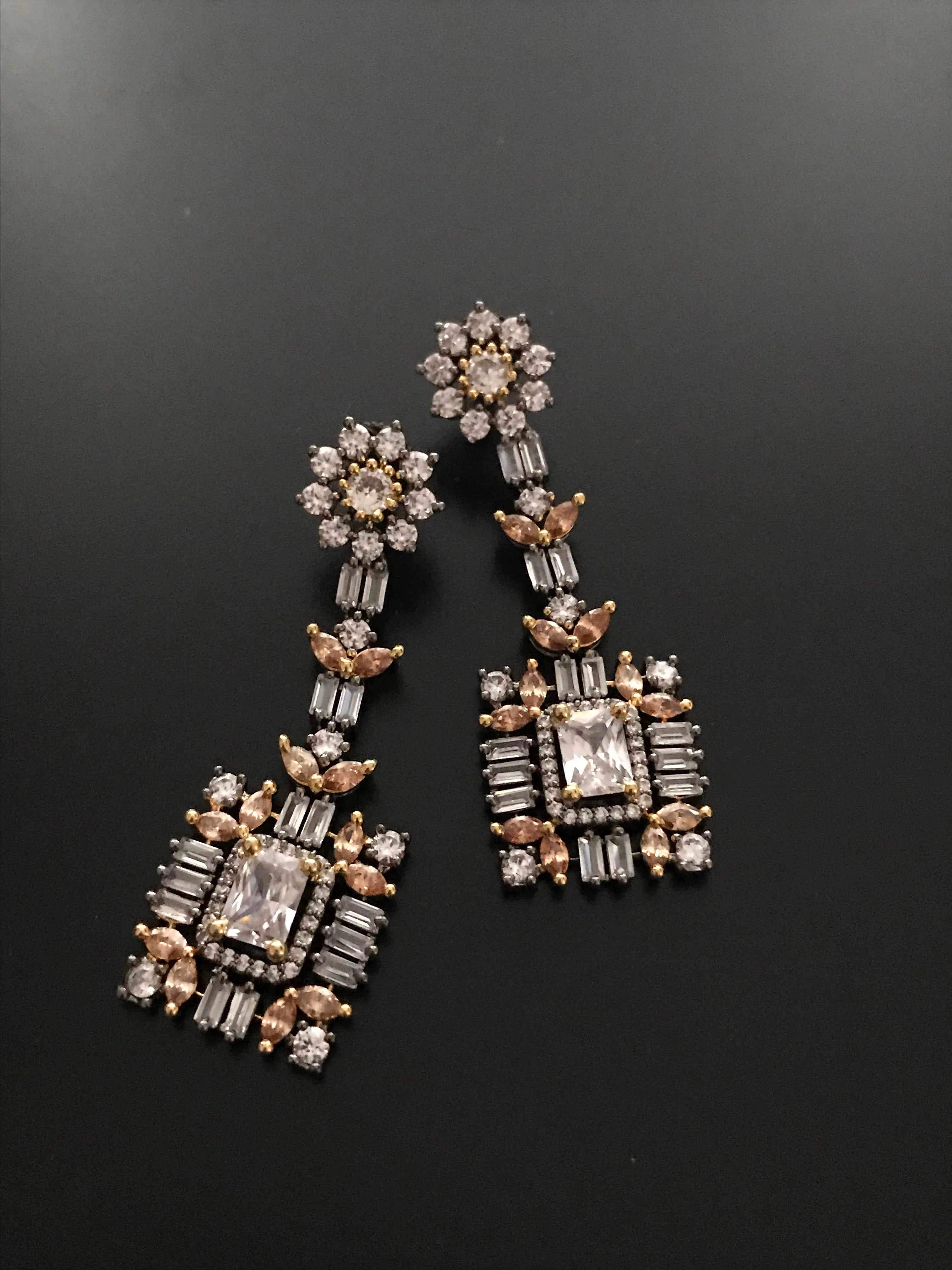 Victorian polish cz / American diamonds earrings