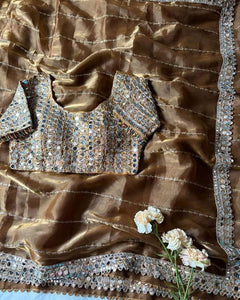 Designer  Mirror Work Saree with Heavy Embroidered Blouse | Party Wear & Wedding Saree