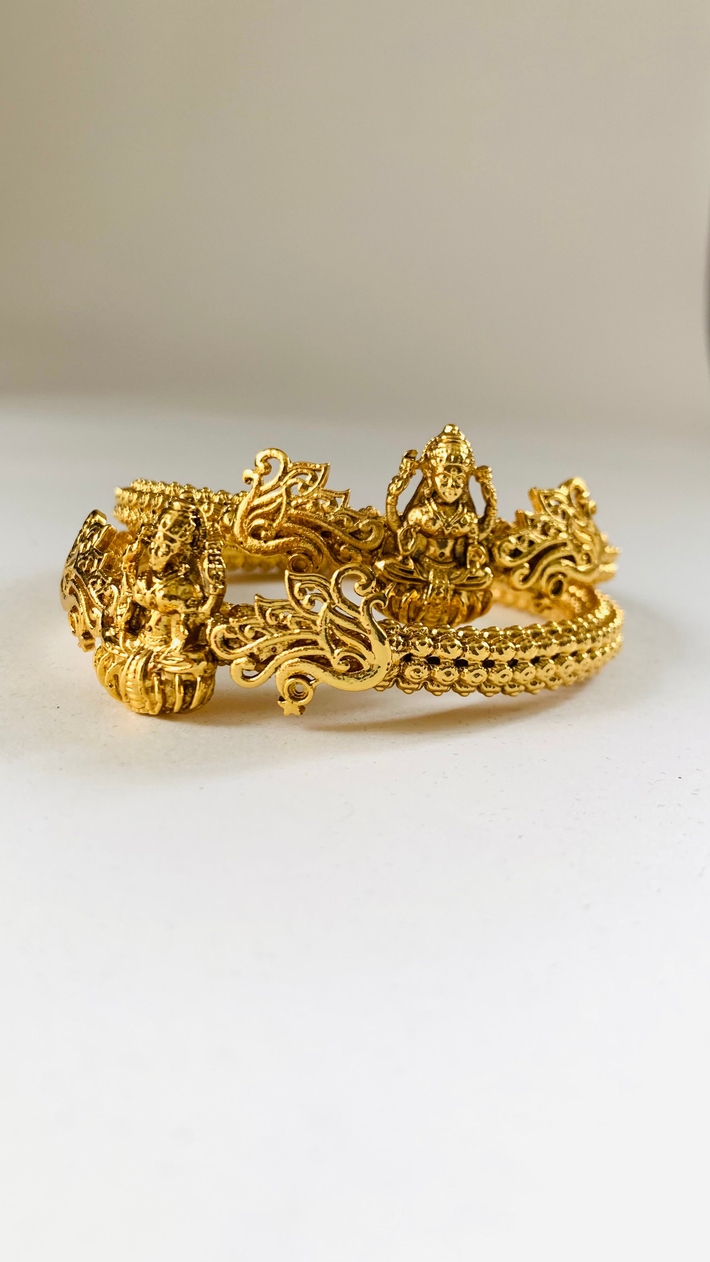 Antique Gold Temple Design Kada | Traditional South Indian Goddess Bangle