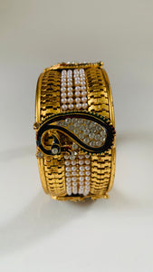 Traditional peacock stone gold pearl bangles / Kara