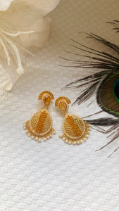 Orange moti earrings
