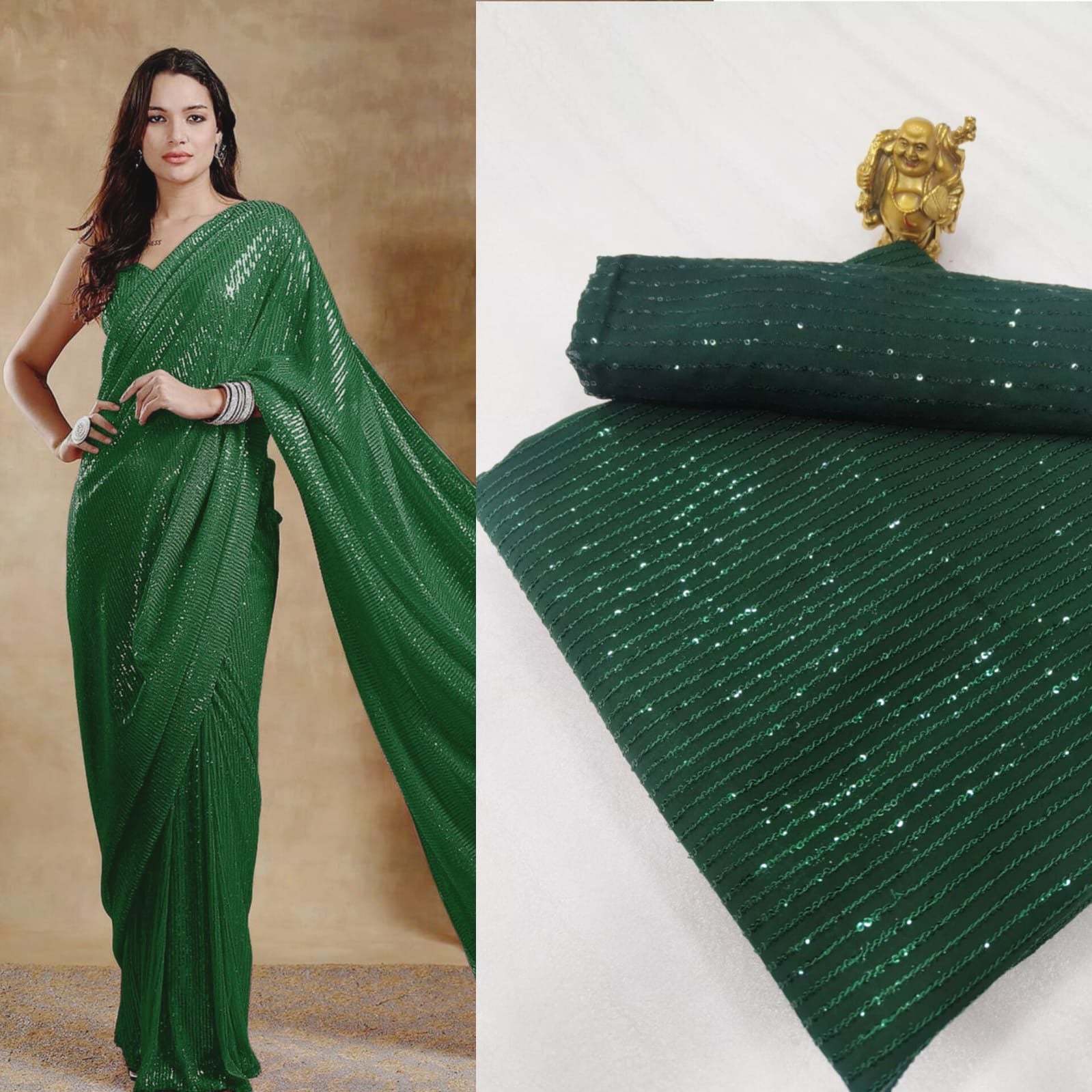 Elegant Sequins Saree with Unstitched Blouse Piece