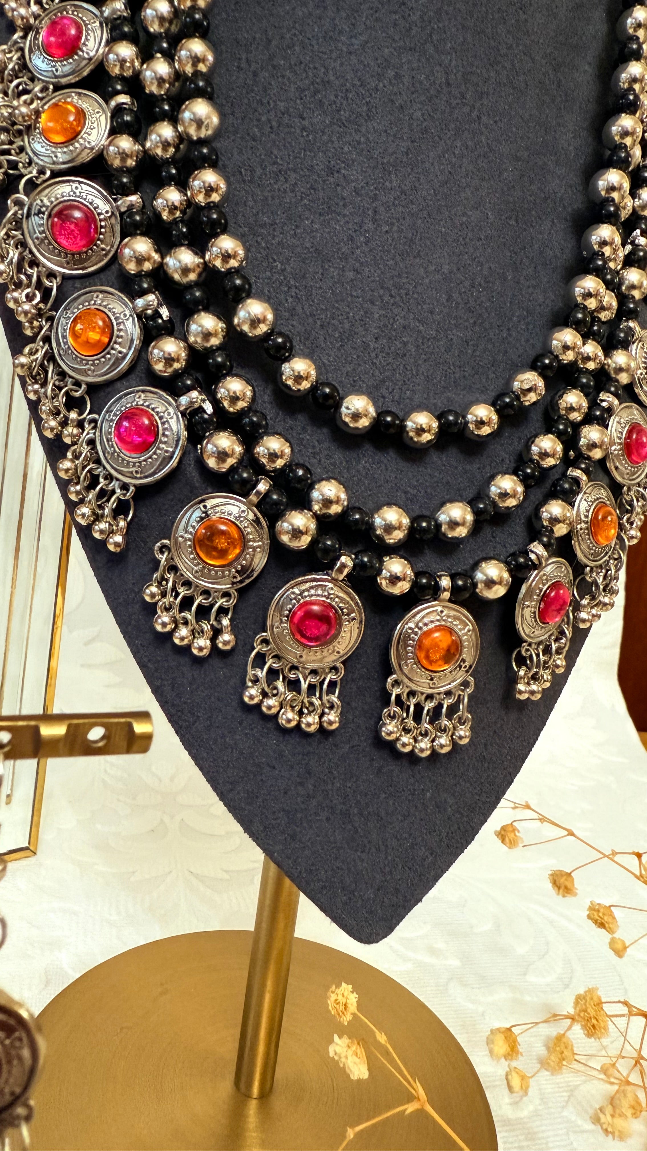 Navratri Special Pink & Orange Jewellery Set | Festive Garba & Dandiya Accessories
