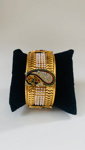 Traditional peacock stone gold pearl bangles / Kara
