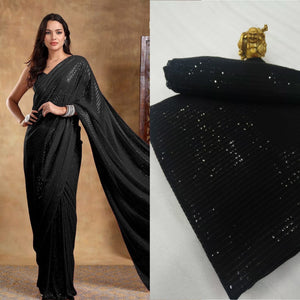 Elegant Sequins Saree with Unstitched Blouse Piece