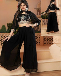 Indo western Sharara with blouse and jacket sleeves