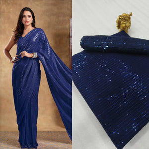 Elegant Sequins Saree with Unstitched Blouse Piece