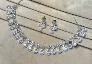 Vidya - Elegant grey Cubic Zirconia Necklace Set – Sparkling Bridal & Party Wear Jewellery