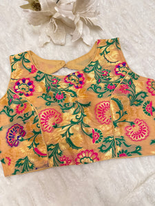 Floral Banarasi weaving readymade blouse