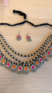 Navratri Special Pink & Orange Jewellery Set | Festive Garba & Dandiya Accessories