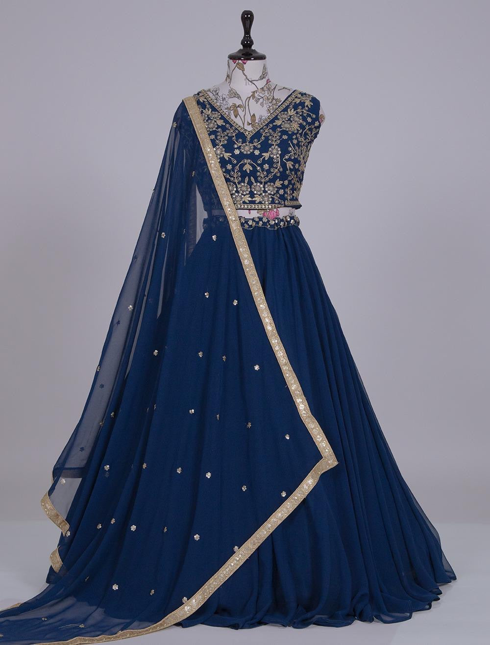 Ready-to-Wear Lehenga with Embroidered Dupatta & Unstitched Blouse | Party Wear Indian Skirt Set | Wedding Guest Outfit