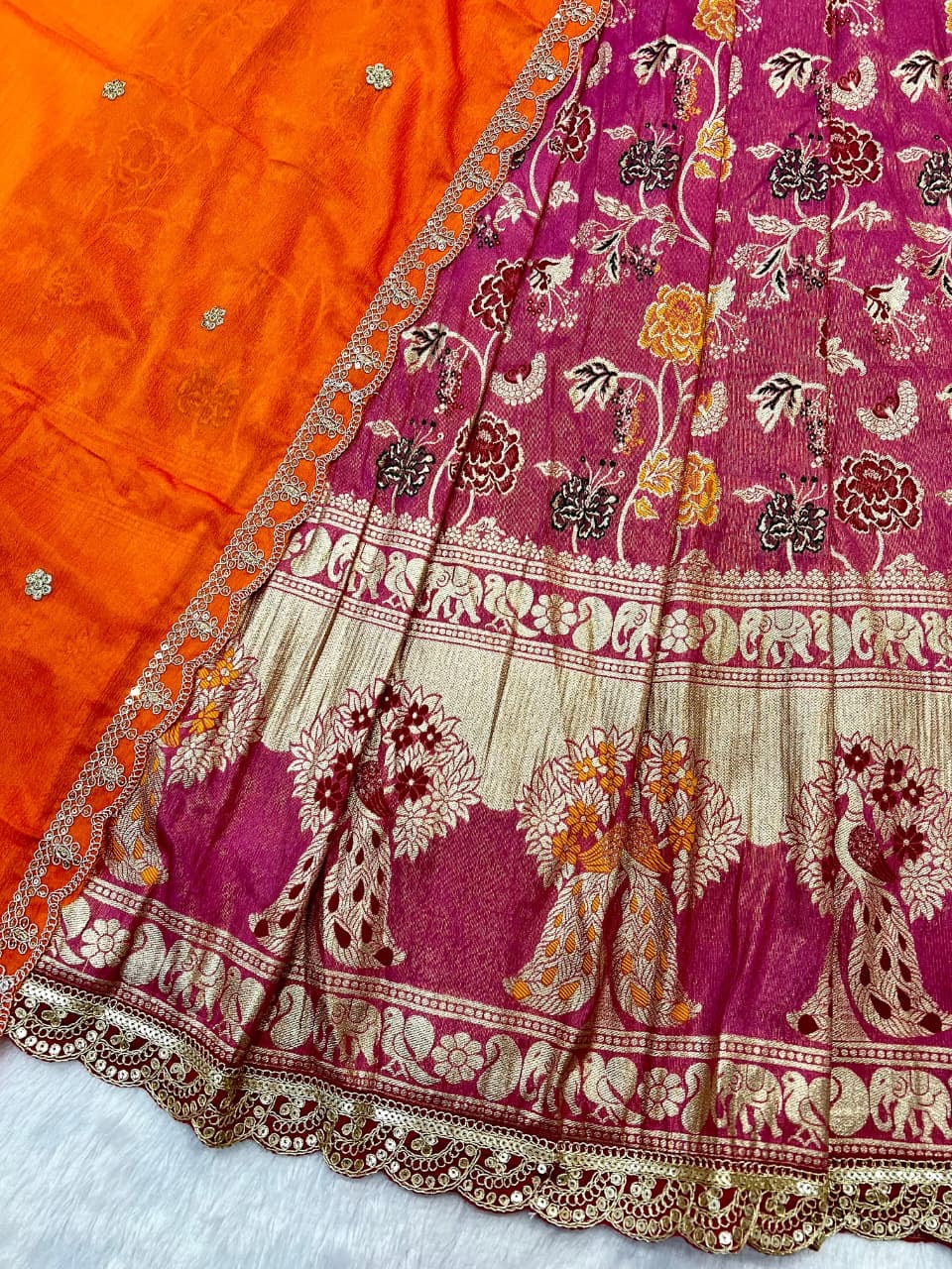 Paithank Tissue silk lehenga choli with dupatta