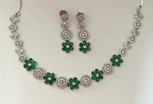 Mira - emerald / green Elegant Cubic Zirconia Necklace Set – Sparkling Bridal & Party Wear Jewellery
