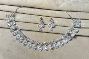 Vidya - Elegant grey Cubic Zirconia Necklace Set – Sparkling Bridal & Party Wear Jewellery