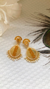 Orange moti earrings