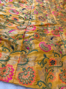Yellow Banarasi Silk Skirt with Floral Brocade Weaving – Traditional Ethnic Wear (handloom weaving)