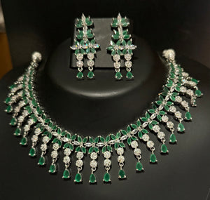 Maira - emerald / green Elegant Cubic Zirconia Necklace Set – Sparkling Bridal & Party Wear Jewellery