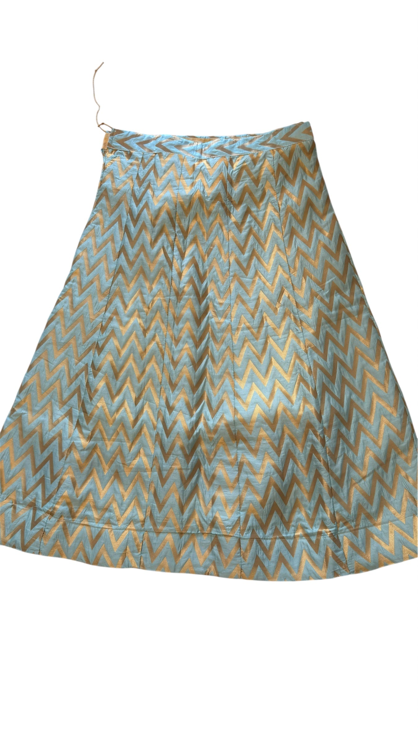 Traditional Banarasi Silk Skirt – pastel with Gold geometric Zari Work