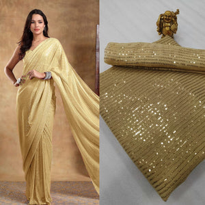 Elegant Sequins Saree with Unstitched Blouse Piece