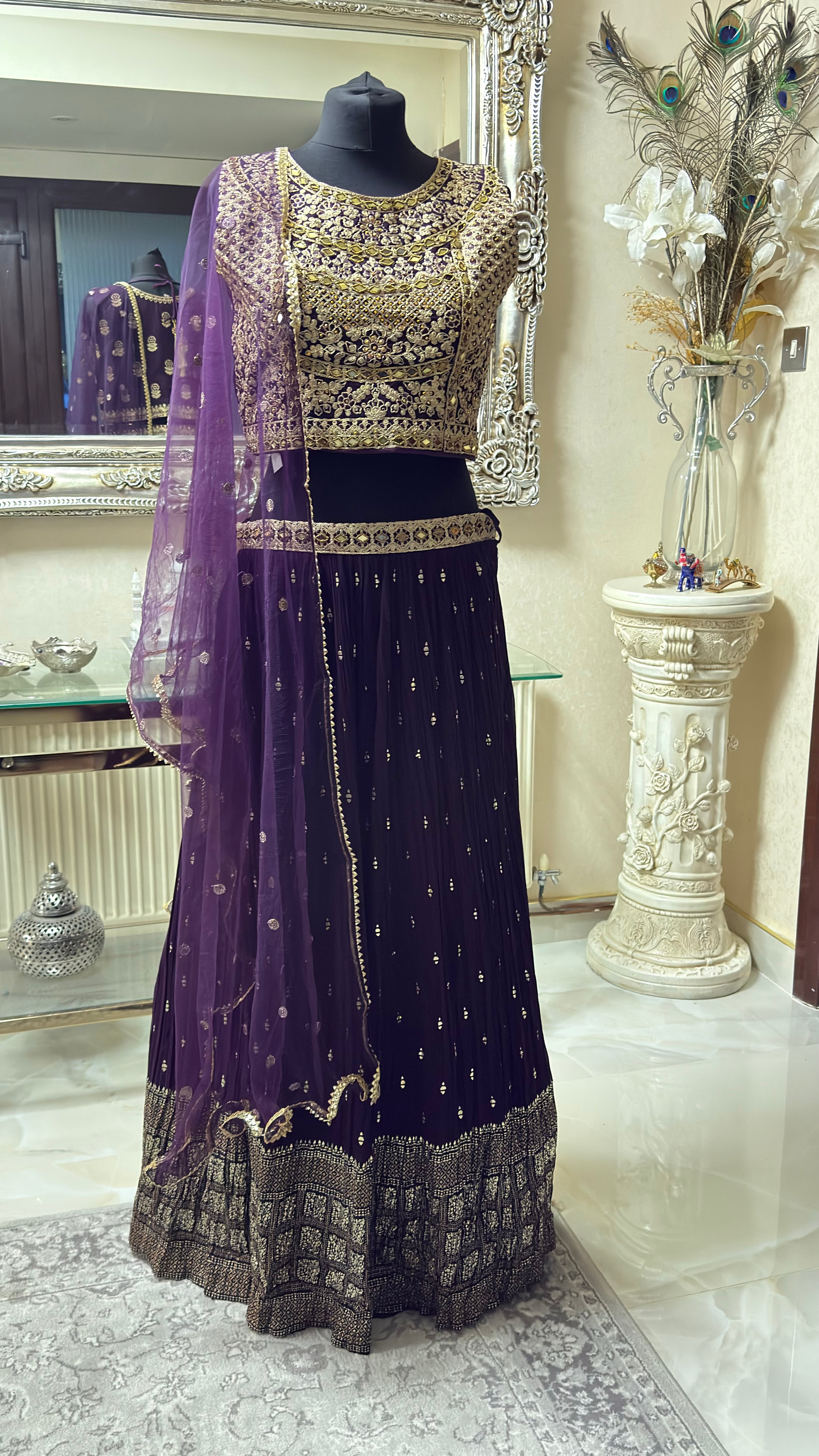Royal Purple Embroidered Lehenga Choli with Dupatta – Bridal & Party Wear