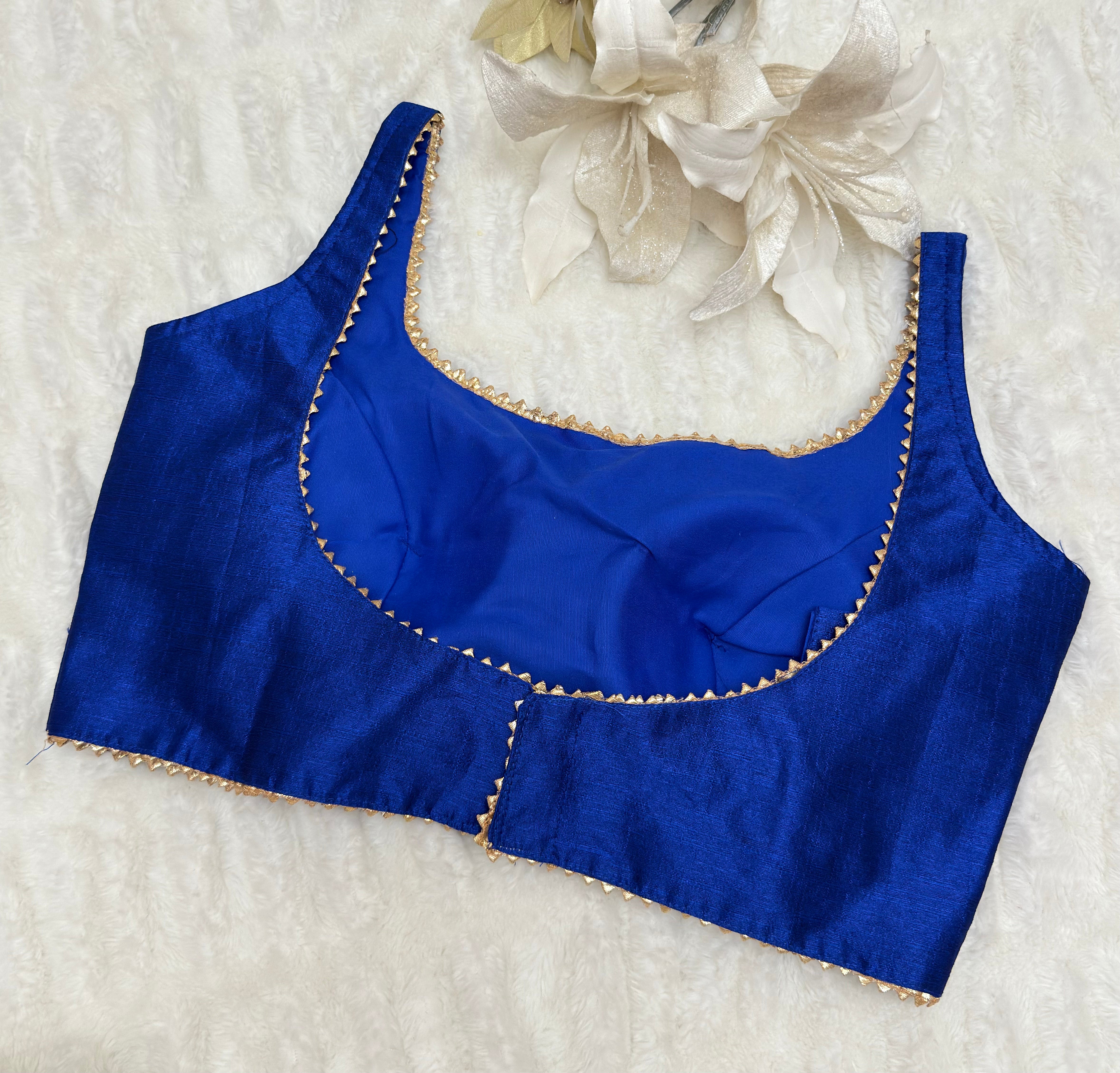 Readymade Raw Silk Saree Blouse with gota border – Classic & Elegant