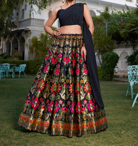 Black Banarasi Lehenga Indo western style