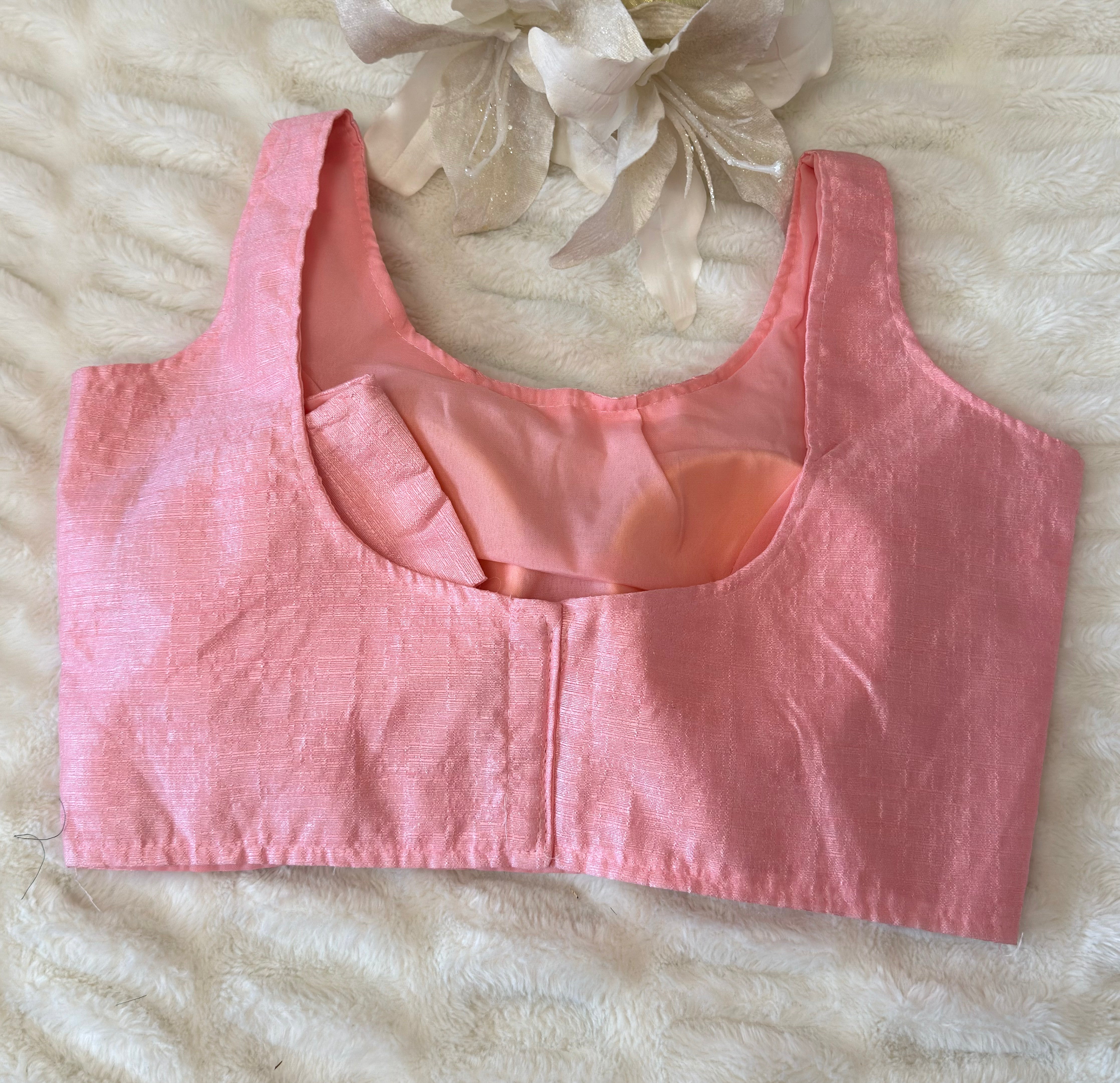 Pink Raw silk Bollywood blouse