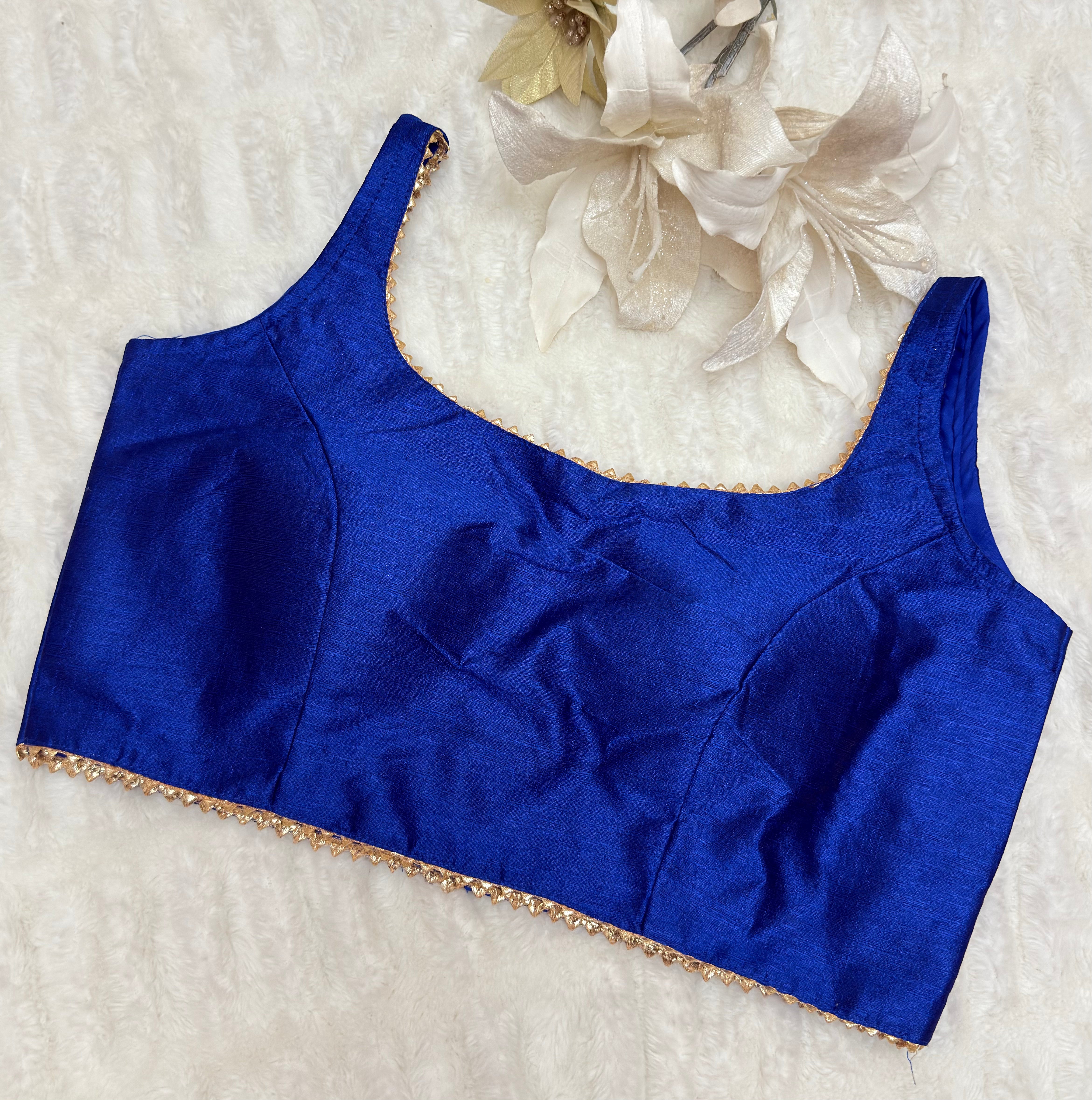 Readymade Raw Silk Saree Blouse with gota border – Classic & Elegant