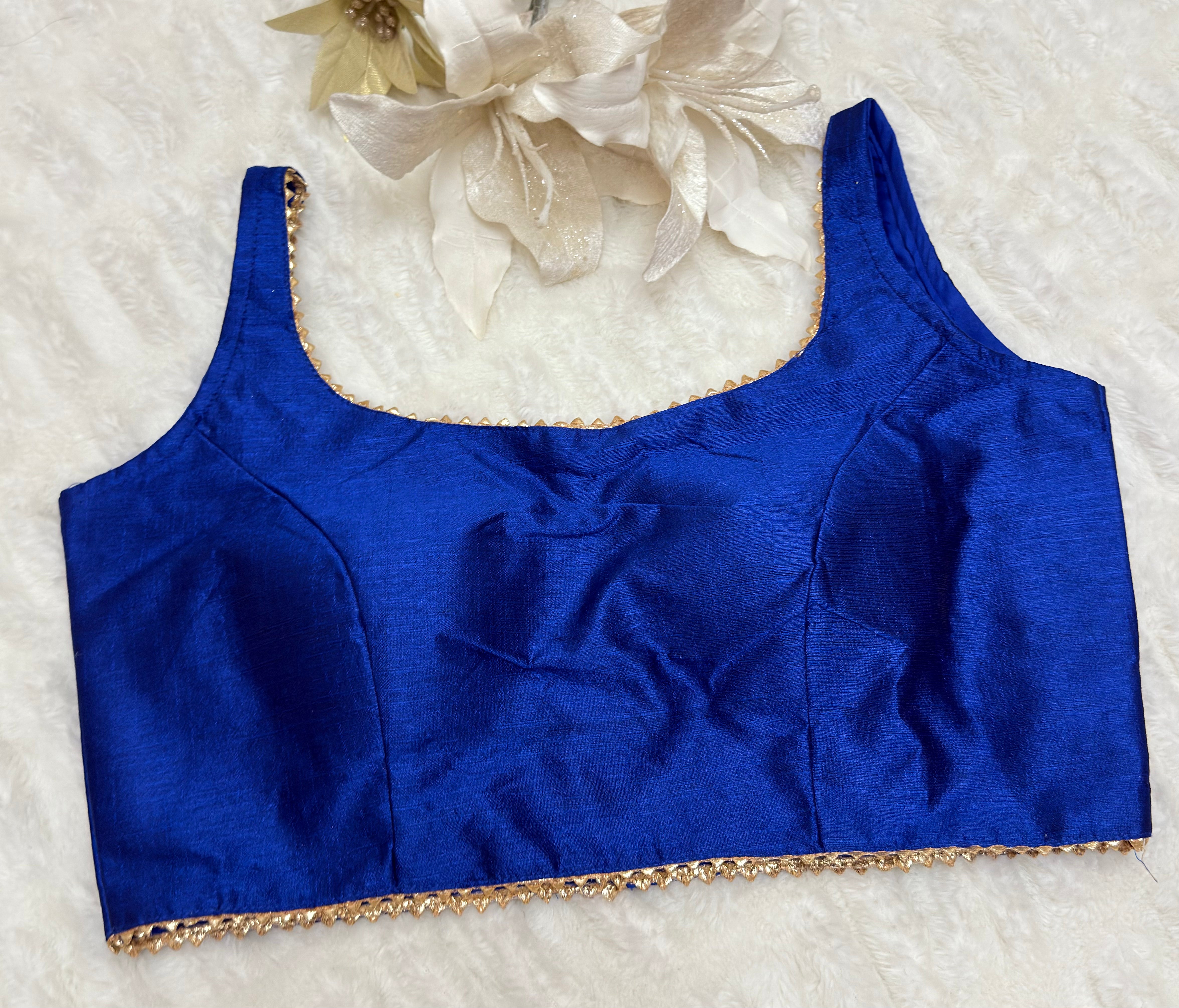 Readymade Raw Silk Saree Blouse with gota border – Classic & Elegant