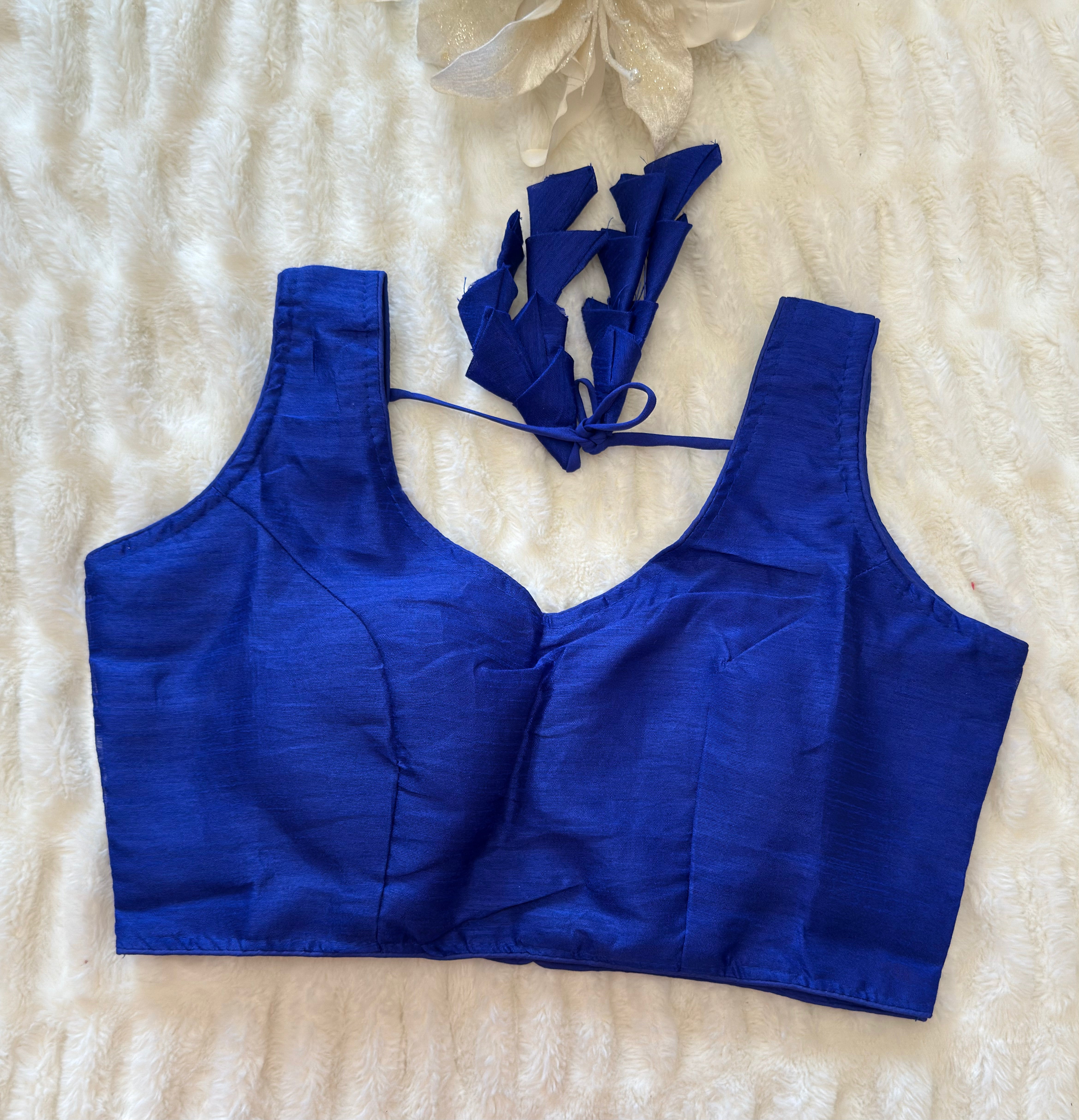 Blue Elegant Silk Blouse