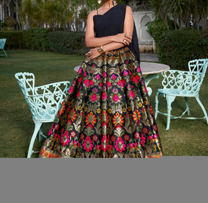 Black Banarasi Lehenga Indo western style