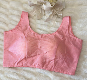 Pink Raw silk Bollywood blouse