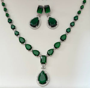 Neha - emerald / green Elegant Cubic Zirconia Necklace Set – Sparkling Bridal & Party Wear Jewellery