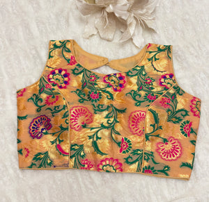 Floral Banarasi weaving readymade blouse