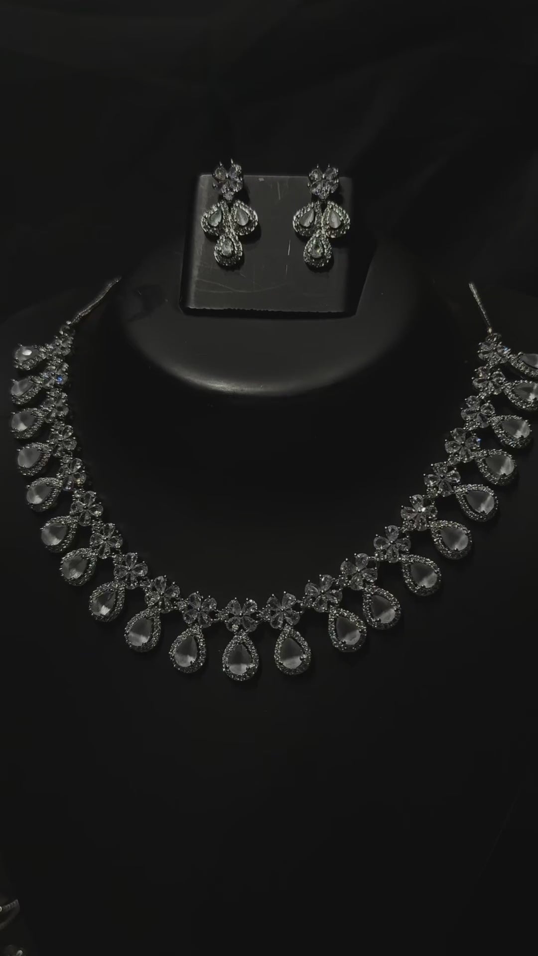 Vidya - Elegant grey Cubic Zirconia Necklace Set – Sparkling Bridal & Party Wear Jewellery